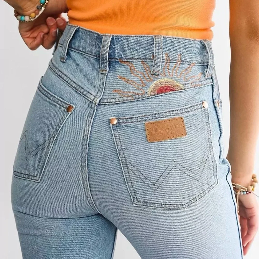 Wrangler High-Rise Light Blue Flared Jeans - Picture 2 of 11